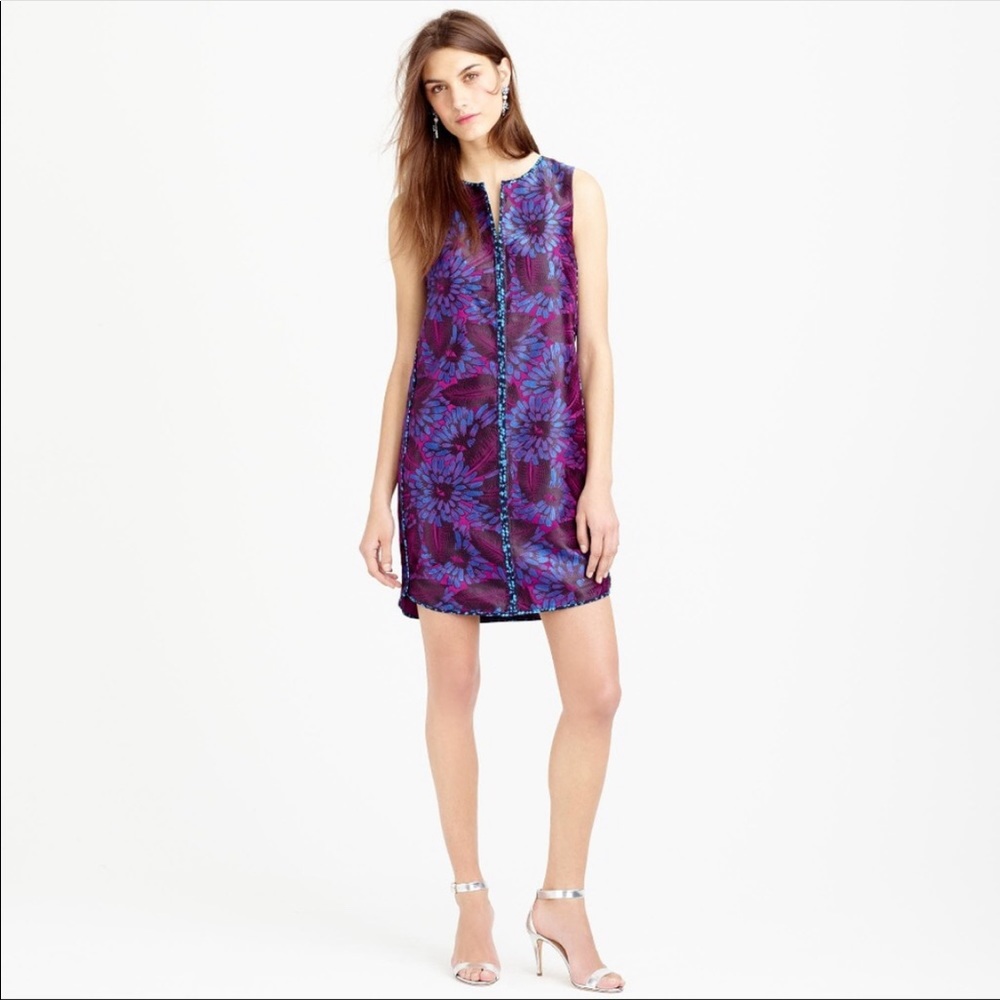 J.Crew NWT Midnight Floral Jacquard Retro Shift Dress Size 4
